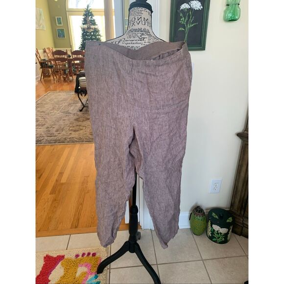 J Jill Pull on Brown Linen Pants - Picture 4 of 5